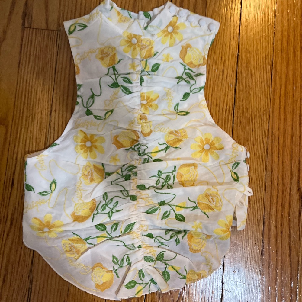 Danielle Guizio Floral Dreams Embroidered Top in Linen White